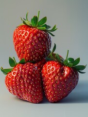 Wall Mural - Three Strawberries Stacked on Top of Each Other