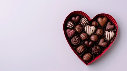 Canvas Print - Heart-shaped chocolate box on a white background.