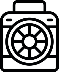 Poster - Minimalistic black and white vector illustration of a camera icon in line art style, perfect for photography symbol, simple design, logo, digital graphic, and more