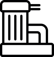 Poster - Simplified industrial machine icon with a black outline on a white background