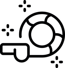 Wall Mural - Minimalist black and white vector illustration of a lifebuoy line icon for maritime safety and rescue in water. A simple and shiny symbol of support and assistance for swimming and sailing