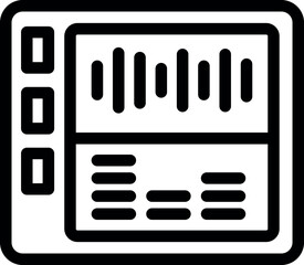 Poster - Vector illustration of a stylized digital tablet displaying a spreadsheet, in a black and white icon format