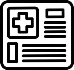 Poster - Black and white medical report icon illustration for healthcare symbol, document, and record graphic in clinic paperwork, patient history, and electronic health record ehr vector representation