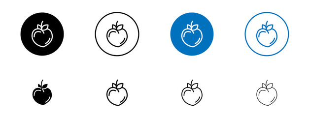 Wall Mural - Peach icon set. apricot fruit vector icon. butt sign in black and blue color.