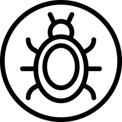Sticker - Vector illustration of a stylized bug icon in black and white, suitable for web and print