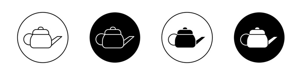 Canvas Print - Coffee pot icon set. chinese tea kettle vector symbol. teapot icon in black filled and outlined style.