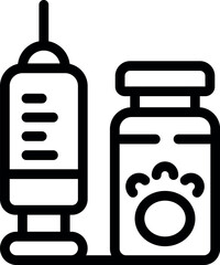 Wall Mural - Black outline icon of a syringe next to a vaccine bottle, symbolizing immunization