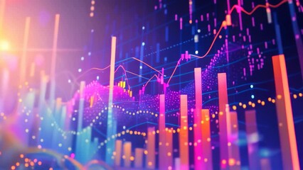 Poster - vibrant abstract background filled with colorful lines and dots creating a dynamic visual pattern, a