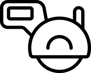 Poster - Black and white line art icon of a handheld electric circular saw for woodworking