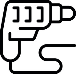 Poster - Simplified line drawing of a power drill in black and white, suitable for icons or logos