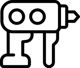 Poster - Black line art vector illustration of a robot icon, perfect for web and technology themes
