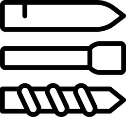 Poster - Set of vector icons illustrating a knife, chisel, and screwdriver in a simplistic black and white outline