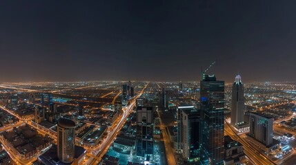 Wall Mural - Night panorama of the business district in Riyadh, Saudi Arabia.