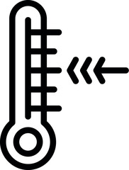 Poster - Cold temperature thermometer icon for weather. Climate. And medical measurement in winter with freezing point scale. Vector drawing
