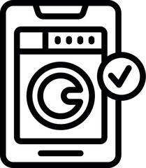 Poster - Black and white outline illustration of a smartphone showcasing secure access confirmation with a checkmark