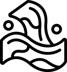 Poster - Simplistic black line art of a stylized wave with water droplets, ideal for logos or icons