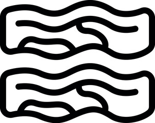 Poster - Simple, stylized illustration of bacon strips in a black and white color scheme