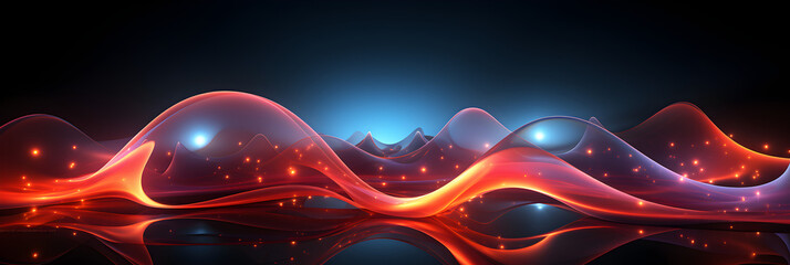 Red luminous neon light waves, A Vibrant Display of Dynamic Energy