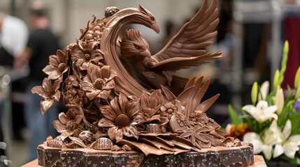 A chocolate sculpture contest where artists compete to create the most impressive chocolate masterpiece, generative AI