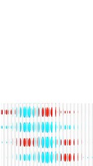 Poster - Refraction of moving red and blue spheres in glass. Abstract background with distortion of colorful geometric shapes. Loopable animation vertical video