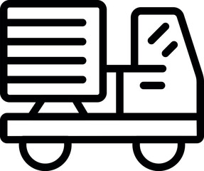 Poster - Simple black and white delivery truck icon illustration in minimalistic line art vector design. Perfect for logistics and transportation industry services