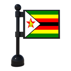 Wall Mural - Flag 3d icon Of Zimbabwe, 3d rendering illustration. High resolution Transparent image 3d flag icon.