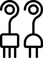 Poster - Black line art illustration of a whimsical electrical plug with swirl elements, isolated on white