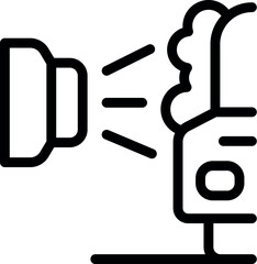 Poster - Black icon representing a studio microphone with sound waves, ideal for audiorelated designs