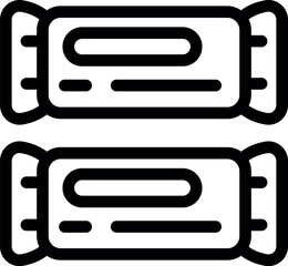 Poster - Black and white candy wrapper icon illustration in vector format with a simple and minimalist design, perfect for confectionery branding and product labeling