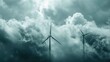 © 2rogan - Wind turbines on a cloudy sky background with space for text