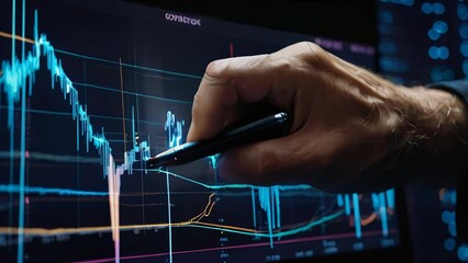 Poster - Stock market trading graph and candlestick chart suitable for financial investment concept