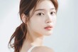 © QuietWord - close up face portrait of young pretty Asian woman with bright flawless skin, beauty cosmetic or skincare fashion portrait with copy space