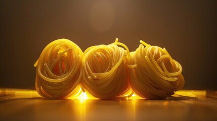 Sticker - Twisty uncooked pasta and three spaghetti lit from behind