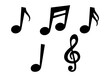 © Katsiaryna Hatsak - Note music vector illustration. Music note black icons set. Isolated music notes symbols on white background. Music notes icon set, notes symbol