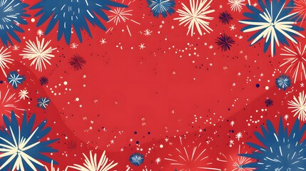 Wall Mural - Independence day USA banner template american balloons flag and Colorful Fireworks decor.4th of July celebration poster template.fourth of july voucher discount.Vector illustration 