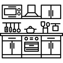 Icon Name Kitchen - An image depicting kitchen furniture, which can be inferred from the extracted path strings.
