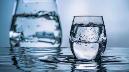 Poster - A glass of water and a cup on top of the surface, AI