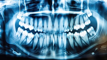 Wall Mural - dental x-ray with impacted wisdom tooth