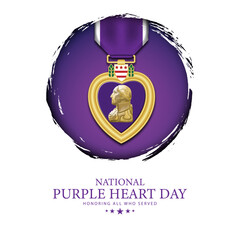 Wall Mural - National Purple Heart Day August 7 Background Vector Illustration