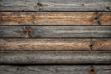 Wall Mural - Close-up view of wooden planks has a brown color and shows signs of age and wear with cracks and knots visible - Generative AI	