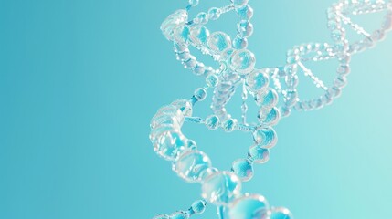 Wall Mural - DNA strand on blue color background.