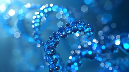 Wall Mural - DNA strand on blue color background.