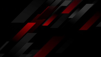 Poster - Black and red stripes geometric tech abstract background. Seamless looping motion design. Video animation Ultra HD 4K 3840x2160