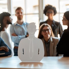 Canvas Print - a cardboard cutout of a team member joining a teams meeting