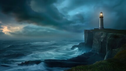Wall Mural - lighthouse in the sea.
