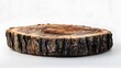 © horizon - A round log is placed on the ground, with a white background. It can be used as an element in product design or decoration.