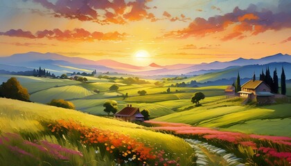 Wall Mural - sunset in region country