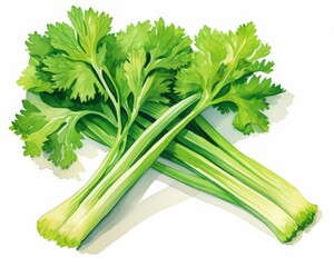Poster - Fresh green parsley isolated on white background. Vibrant and healthy herb perfect for cooking and garnishing dishes.