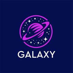 Galaxy logo, planet, space, astronomy, planet symbol, company logo, solar system, universe, star, nebula, cosmos, minimal, flat logo
