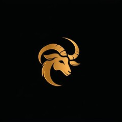 Poster - golden goat, minimalist, professional logo